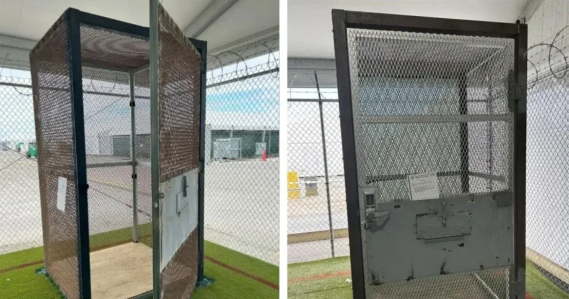 Szűk fémketrecekben tartották fogva a bevándorlókat a floridai Aligátor Alcatrazban