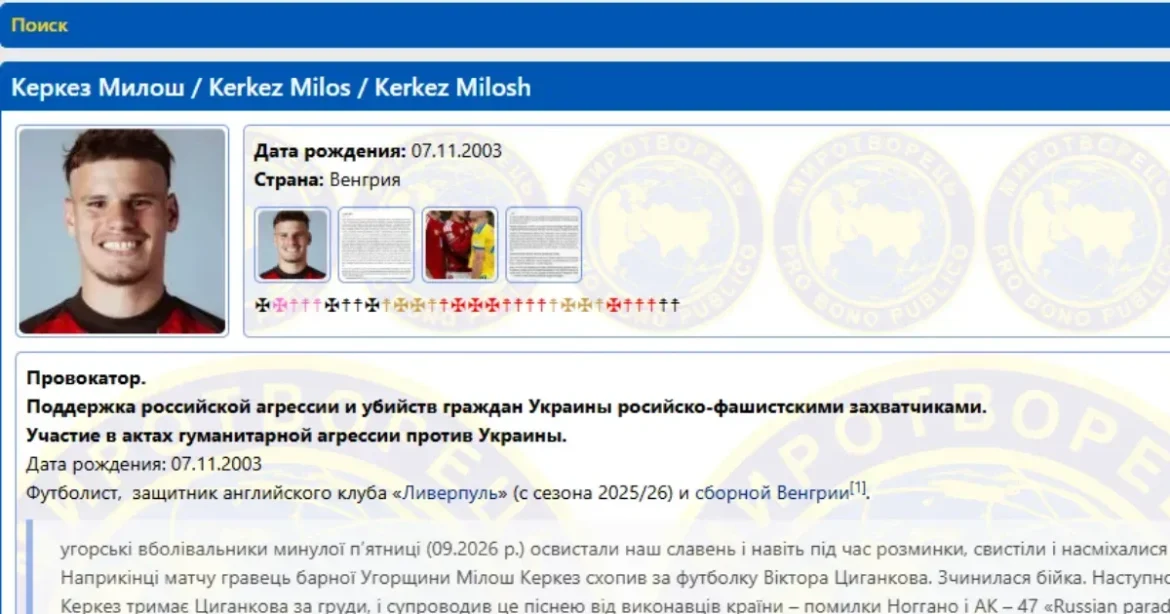 Kerkez Milost provokátorként listázta az „Ukrajna ellenségei” oldal